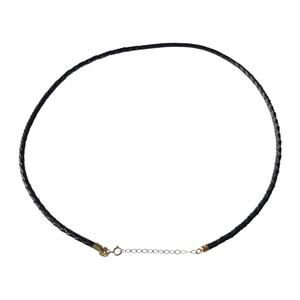 MILOR 14K Clasp Genuine Black Leather Necklace - 17" Vintage - Italy